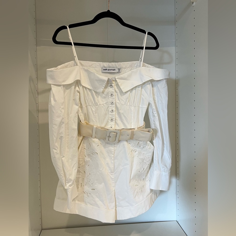 Self-Portrait Off-Shoulder White Romper